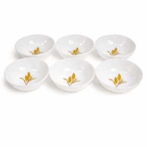 1960s Fire King Milk Glass Wheat Bowls -  Set of 6